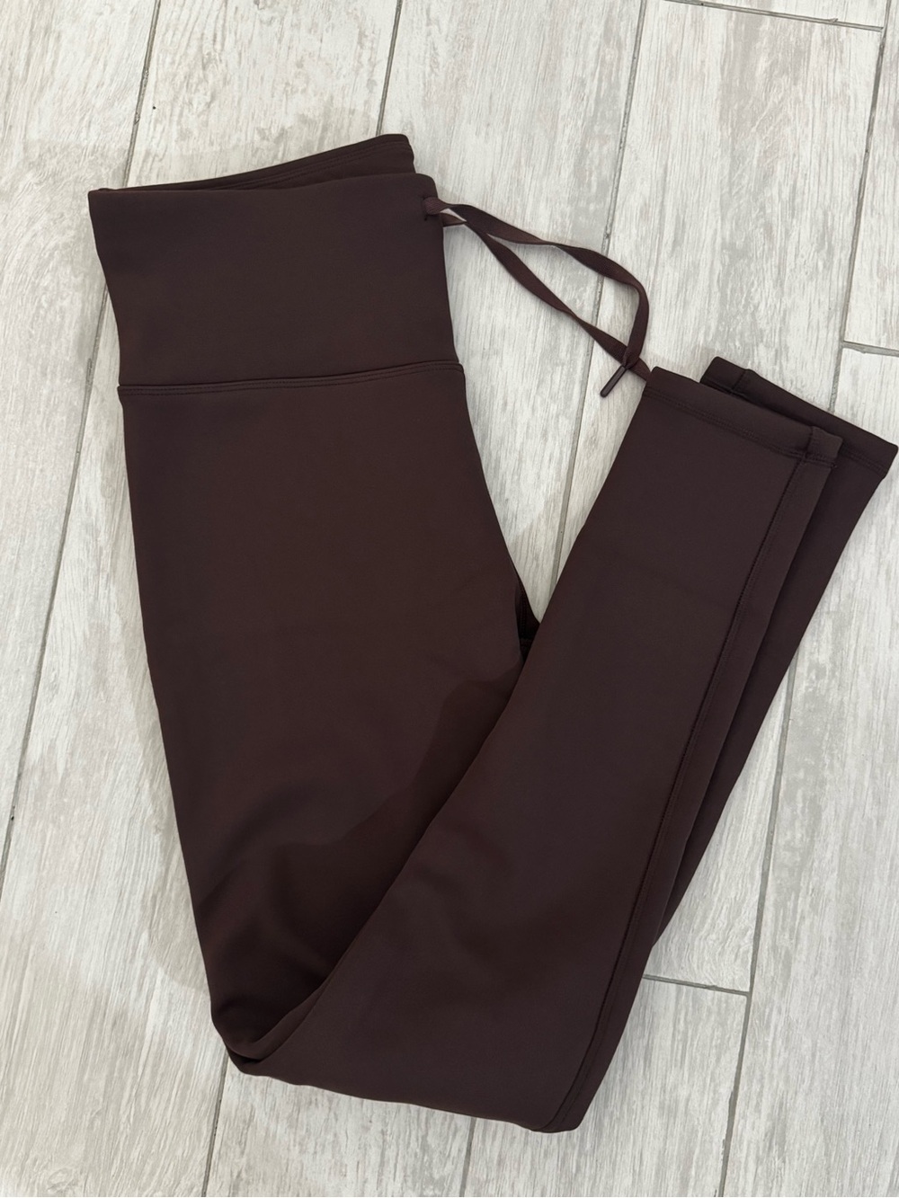 Born primitive High-Waist Drawstring warm Leggings in Deep Brown